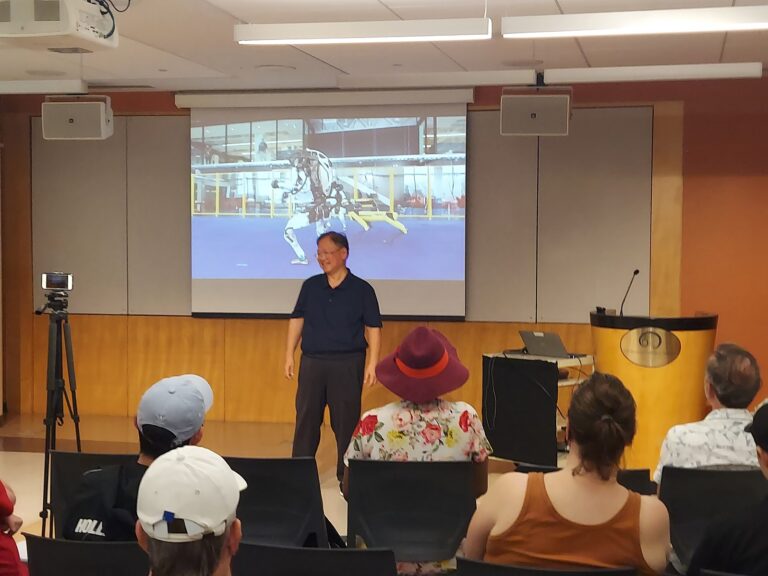 Dr. Albert Hu presents AI Robotics to the audience at 2024 SFPL Tech Week