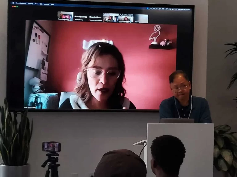 Jesica Chavez and Dr. Albert Hu AI Robotics lecture at LinkedIn HQ