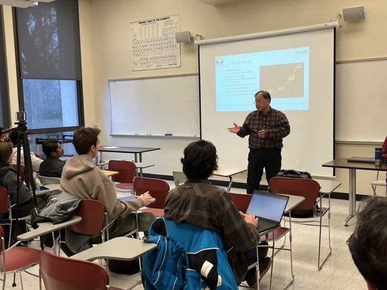 Dr. Albert Hu teaching students cutting-edge AI Robotics technology at SFSU