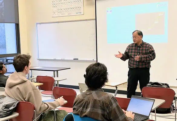 Dr. Albert Hu teaching students cutting-edge A.I. Robotics technology at SFSU